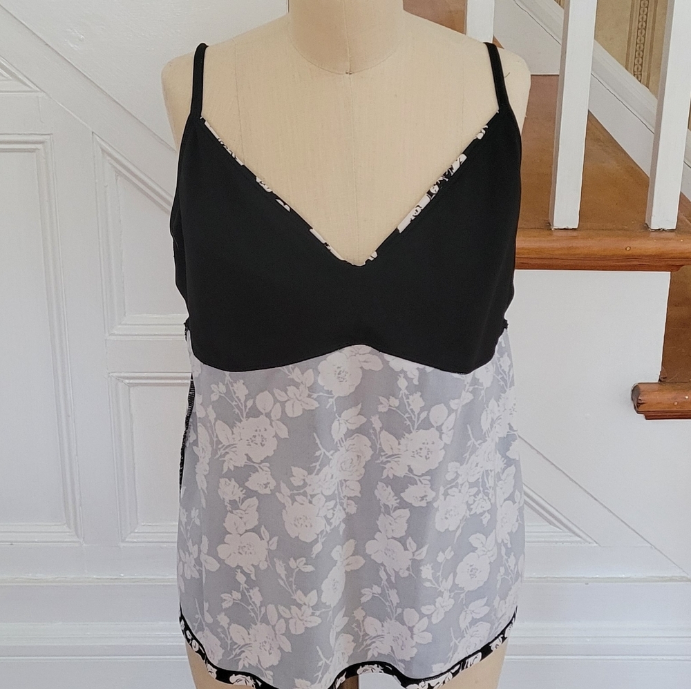 TROPICAL ESCAPES Floral Black White Tankini Size 18 - Picture 5 of 9